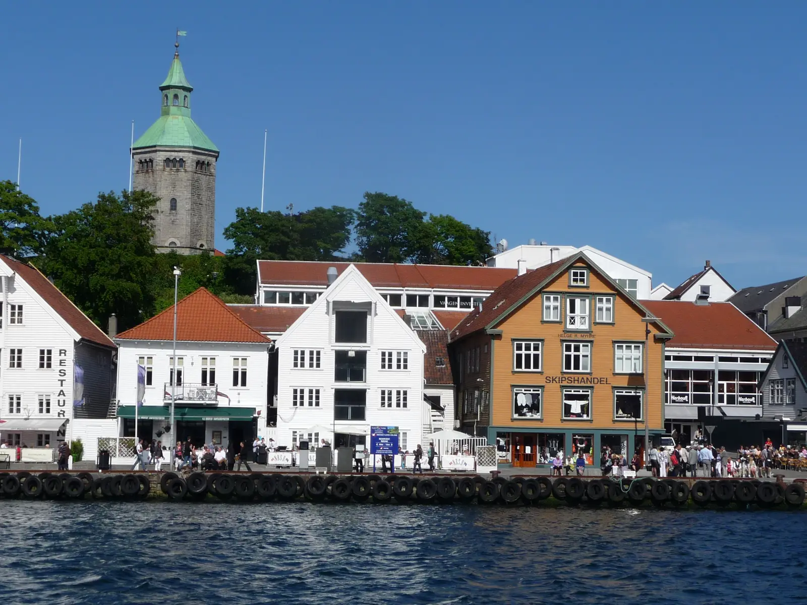 The sea houses on Strandkaien with the Valberg tower